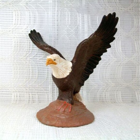 Handmade Ceramic Eagle with Wings Out Figurine, Eagle Statue, Eagle Lover Gift - Picture 1 of 7